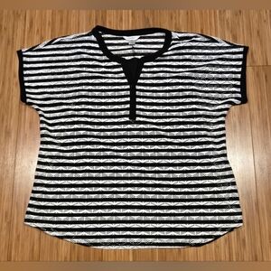 NWOT CJ Banks Black and White Striped Top